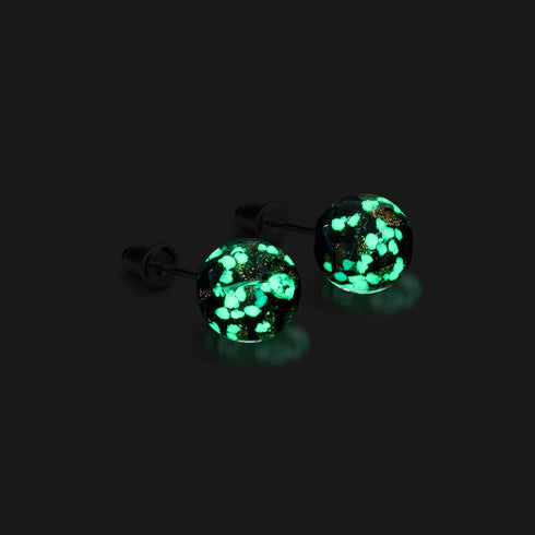 Obsidian | 925er Sterlingsilber | Glühwürmchen-Glas-Ohrstecker